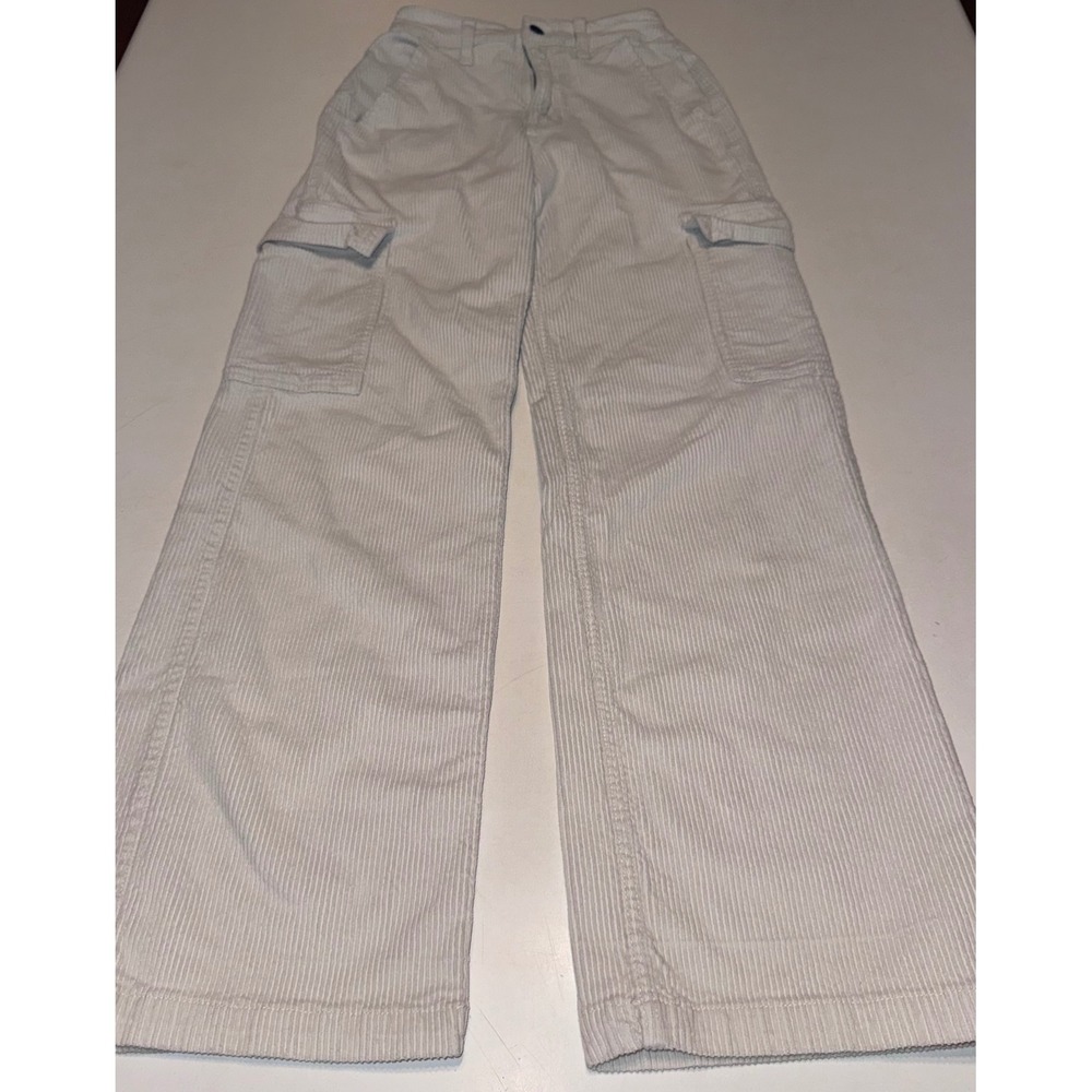 Hollister Y2K Ultra High-Rise Baggy Corduroy Cargo Pants White Size 23